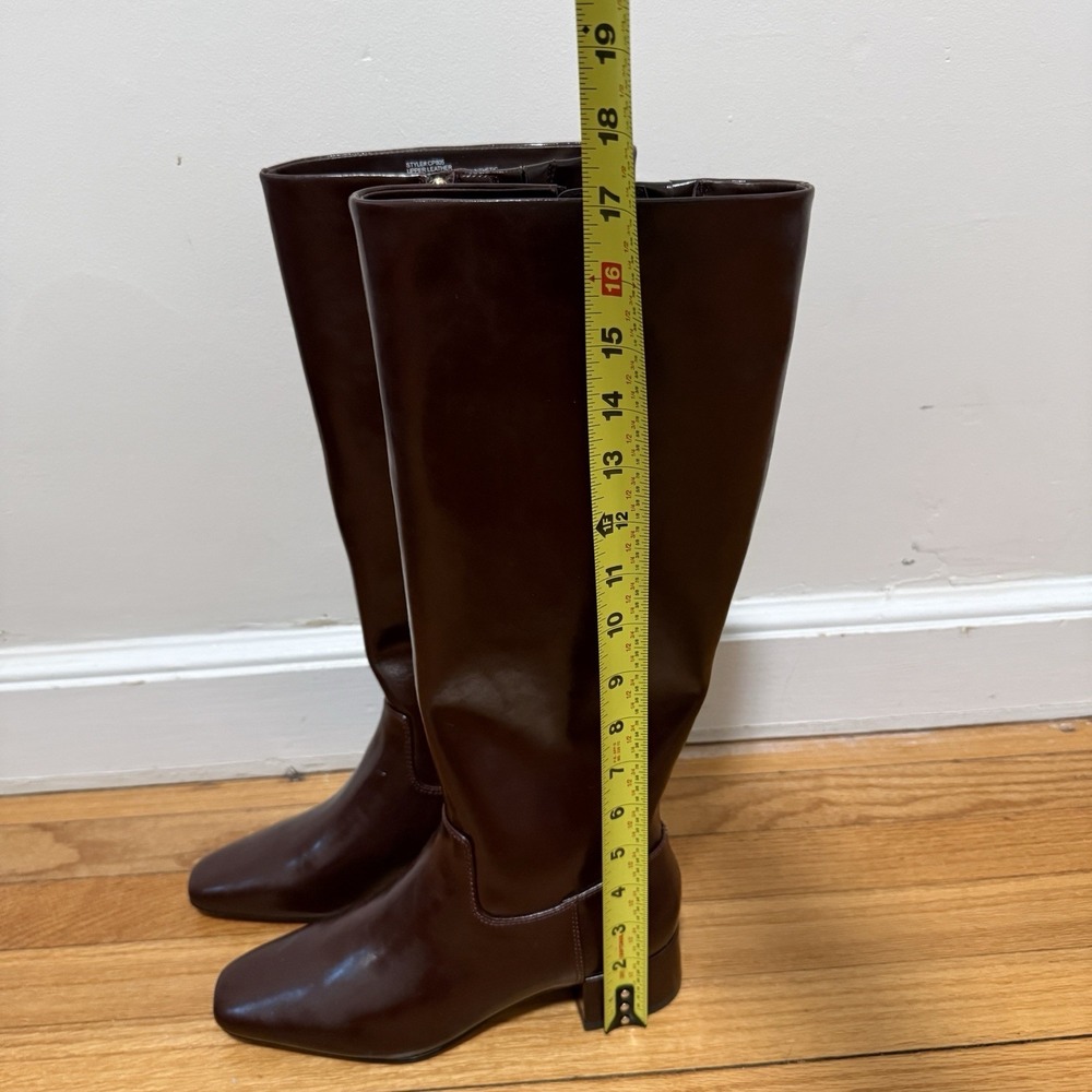 J. Crew Brown Square-toe Tall Leather Boots Size 7.5 - Picture 3 of 9